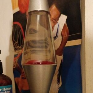 Silver and Red Lava Lamp